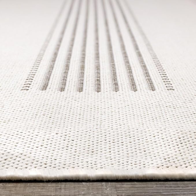 Beige Carpet for Bedroom with Striped Design, 5x7 Washable Boho Rug for Living Room or Versatile Accent to Refresh Any Room Décor