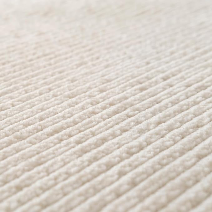 Revival Rugs Stripe 2'7"x9' Machine Washable Runner Rug for Hallway Entryway - 100% Recycled Oeko-TEX Certified, Medium Pile, Beige, Cream