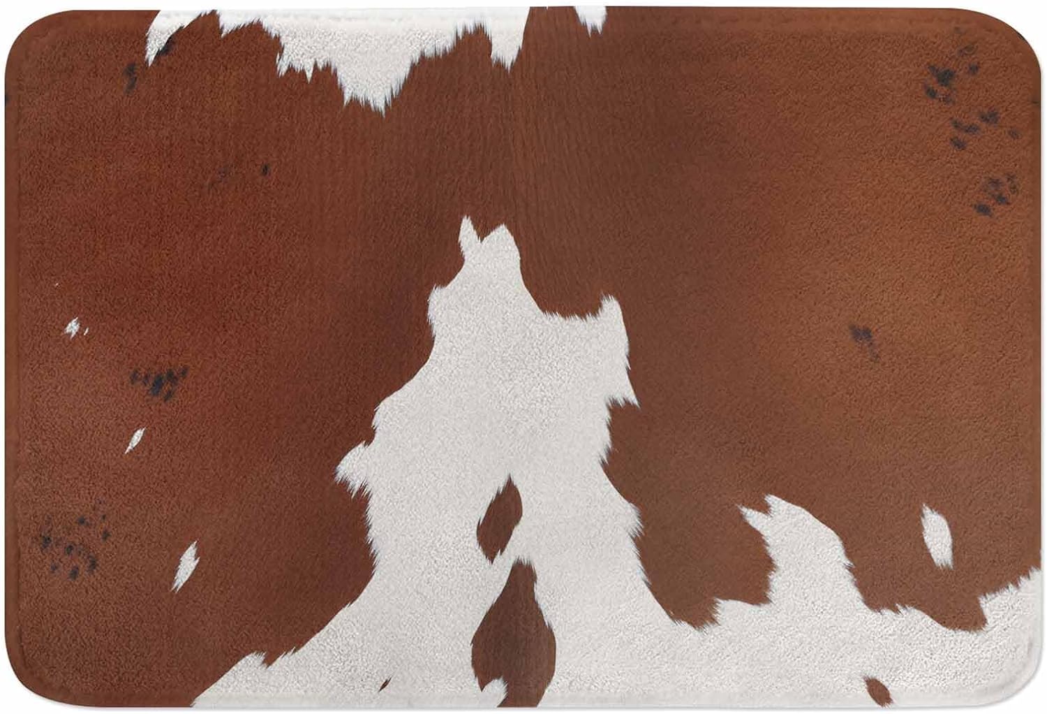Cowhide Bathroom Mat Rugs Farm Animal Brown Cowhide Print Cow Microfiber Faux Cashmere Thick Plush Bath Mat Non-Slip Water Absorbent Bath Carpet for Bathtub Bathroom Floor Tub 16X24 Inch