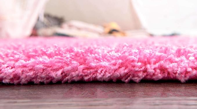 Unique Loom Solid Shag Collection Area Rug (2' 7" x 10' Runner, Taffy Pink)