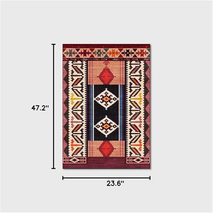 Vintage Boho Area Rugs Multicolor Ethnic Style Geometric Splicing Carpets Bedroom Living Room Kitchen Floor Mats Indoor Outdoor Non-Shedding Runner Rug Home Décor Carpet 2' X 4'