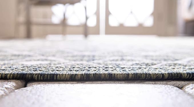 Unique Loom Outdoor Trellis Collection Area Rug - Tribal Trellis (5' 1" x 8' Rectangle, Green/ Natural)