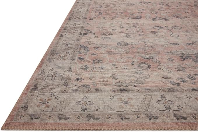 Loloi Hathaway Collection HTH-06 Blush/Multi 3'-6" x 5'-6", .25" Thick Accent Rug, Soft, Durable, Printed, Modern, Low Pile, Non-Shedding, Easy Clean, Living Room Rug