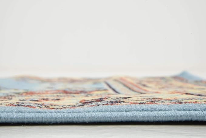 Unique Loom Reza Collection Traditional Persian Style Area Rug, Runner 3' 0" x 16' 5", Light Blue/Ivory