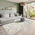 GLN Rugs Traditional Collection - Machine Washable Area Rug, Traditional Washable, Non Slip, Low Pile Chenille Rug, Living Room, Bedroom, Kitchen Rug (5' x 7' Cream/Gray)