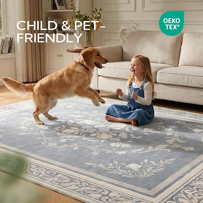 SOULFUL Medium Pile 2x3 Entryway Rug - Cozy Soft Underfoot Small Area Rug - Greige Boho Floral - Washable Non-Slip - Perfect for Hallway Kitchen Bedroom Bathroom Indoor Entrance