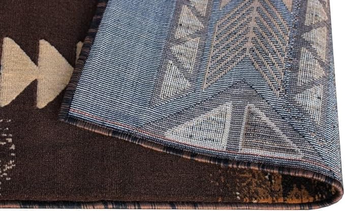 YHSF South West Native American Area Rug C318 - Easy Clean, Thick, Soft, Durable Native Tribal American Indian Inspired Rug for Bedroom/Living Room and More - Chocolate Brown, 8 Feet x 10 Feet