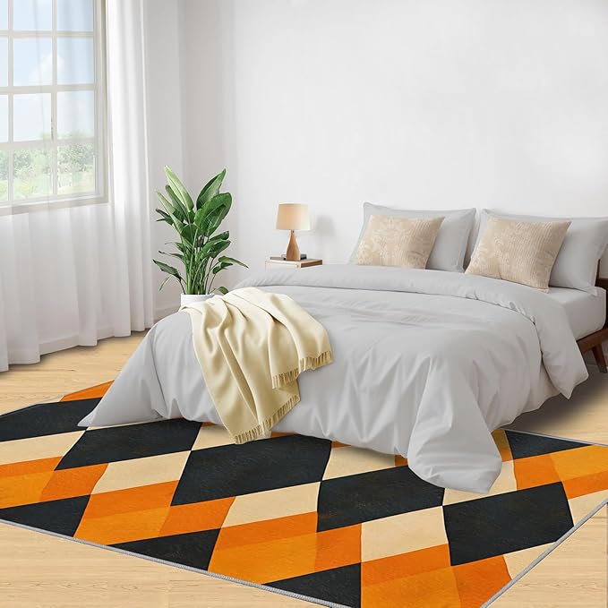 6x8 Geometric Classroom Rugs - Diamond Shape Pattern Playroom Rug, Modern Minimalism Carpet Area Rug for Girls Bedroom Kids Room Basement Office Classroom