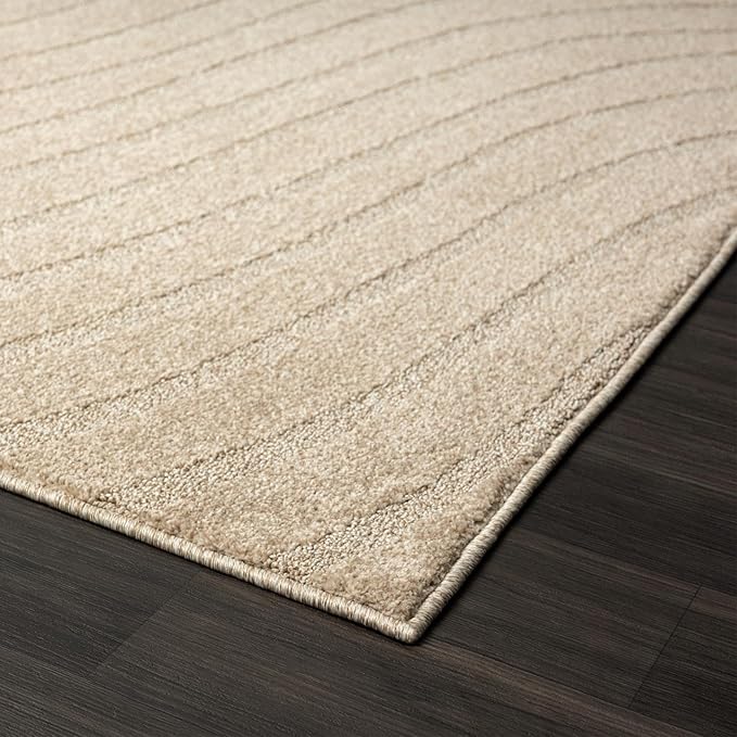 LUXE WEAVERS Modern Geometric Wave Beige 4x6 Area Rug