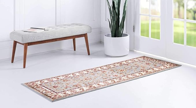 Unique Loom Voyage Collection Traditional Oriental Classic Intricate Design Area Rug (2' 2 x 6' 0 Runner, Light Blue/Gold)