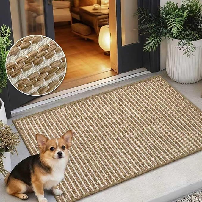 Brown Bathroom Rugs,24"x36"Non Slip Braided Vintage Bath Mat for Bathroom Floor Washable Boho Luxury Bath Rug for Tub Soft Absorbent Shower Sink Mat