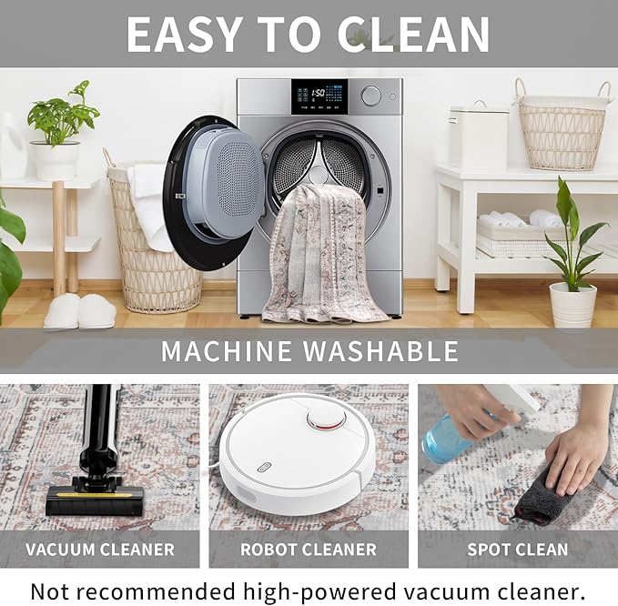 Easy-Going Round Area Rug 3ft Washable Boho Small Circle Rugs for Living Room Non-Slip Bedroom Rug Low Pile Lightweight Vintage Distressed Throw Rug for Dining Room Kitchen Home Office, Grey Brick