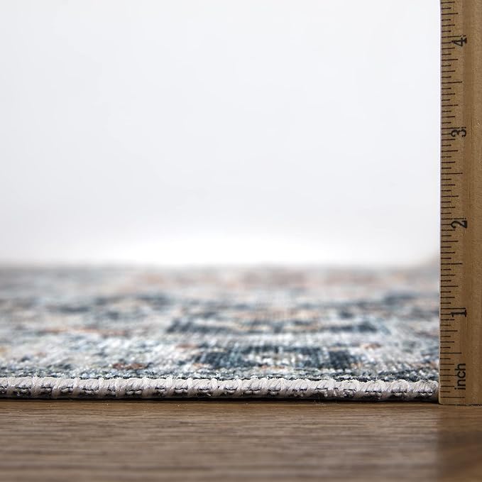 Bloom Rugs Caria Washable Non-Slip 9x12 Rug - Terracotta/Teal Traditional Area Rug for Living Room, Bedroom, Dining Room, and Kitchen - Exact Size: 9' x 12'