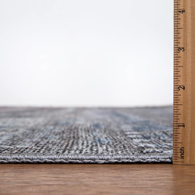 Bloom Rugs Washable Non-Slip 6' x 9' Rug - Gray/Blue/Blush Modern Abstract Area Rug for Living Room, Bedroom, Dining Room, and Kitchen - Exact Size: 6' x 9'