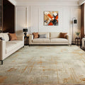 Joydeco 8x10 Area Rugs for Living Room, Washable Modern Abstract Non Slip Soft Rug, Low Pile Carpet for Bedroom, Dining Room, Home Office, Pet & Child Friendly, Light Brown & White & Beige