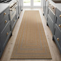 Beverly Rug Easy Jute Framed Border Runner Rug 2x7 Washable Durable Indoor Outdoor Area Rugs for Living Room Patio Office Stain Resistant Non Shedding Casual Indoor Outside Carpet 2 x 7 Natural