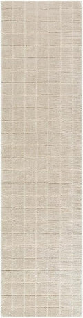 Livabliss x Our PNW Home Cascade Minimalist Grid Area Rug, 2'7" x 7'3", Light Beige