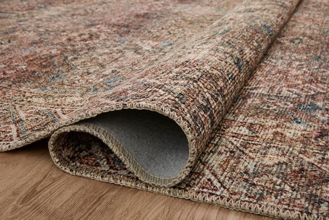Loloi Amber Lewis Billie Collection, Aqua & Rust 2'-0" x 5'-0" Area Rug – Antique & Distressed Accent Rugs for Living Room, Bedroom, Entryway & Hallway, No Shed High Traffic Area Home Decor Rug