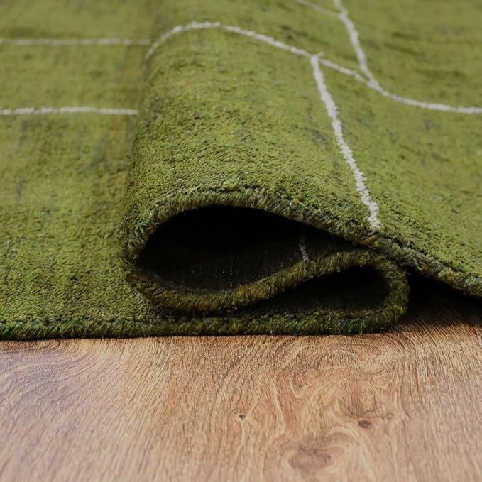 Hand Knotted Loom Wool ECO-Friendly Area Rugs - 8'x8', Square, Dark Red Color, Solid Plain Design, High Pile Handmade Anti Skid Area Rugs for Living Room, Bed Room (L00111)