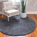 Unique Loom Davos Shag Collection Area Rug - Solid (5' 1" Round, Peppercorn)