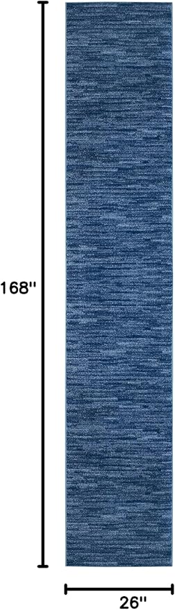 Nourison Home Nourison Essentials Navy Blue 2'2" x 14' Area Rug - Easy Clean, Non Shedding, Bed Room, Living Room, Dining Room, Kitchen (14' Runner)