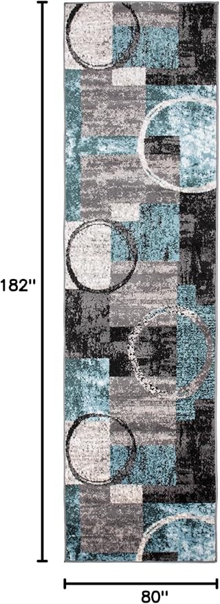 Rugshop Contemporary Circle Design Runner Rug, Carpet with Jute Backing for Hallway, Kitchen, or Entryway, Gray, 2'7" x 6'