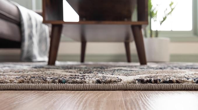 Rugs.com Lattice Frieze Collection Rug – 2' x 3' Blue Multi Medium Rug Perfect for Living Rooms, Large Dining Rooms, Open Floorplans