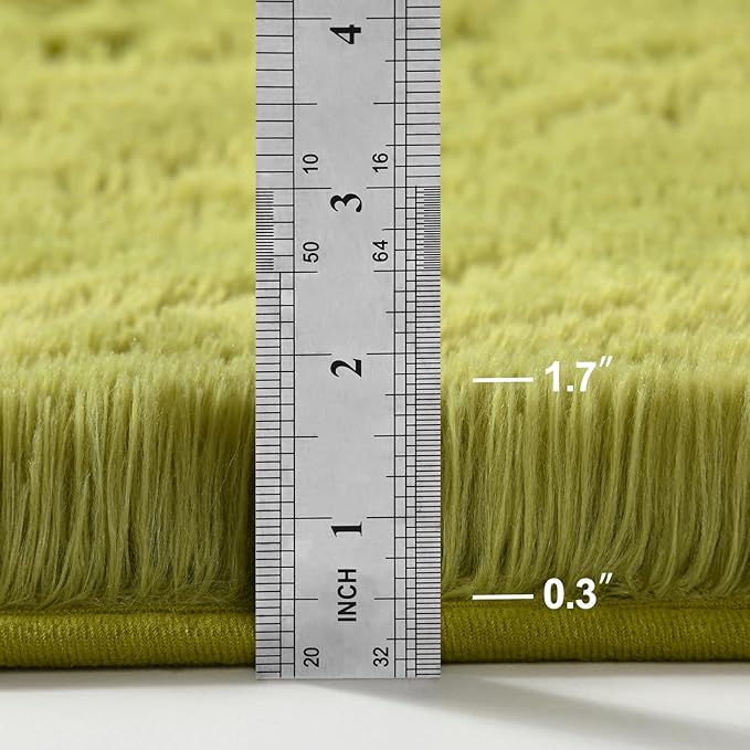 Shag Area Rug, 4 X 6 Plush Fuzzy Rugs for Living Room, Ultra Soft Fluffy Furry Rug for Bedroom, Indoor Carpet Nursery Rugs for Kids Room Home Decor, Green