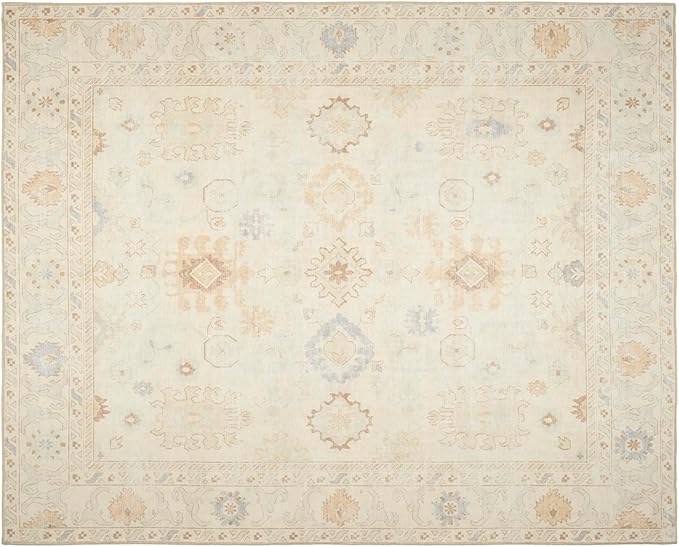 Revival Rugs Nimbus 8'x10' Zero-Shedding Area Rug for Living Room Bedroom - Oeko-TEX Certified, Low Pile, Spot Clean, Cornflower, Yellow Beige