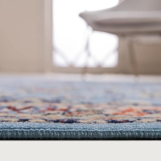Rugs.com Yasmin Collection Rug – 10 Ft Runner Light Blue Medium Rug Perfect for Hallways, Entryways