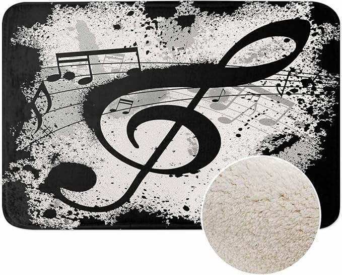 Music Notes Bath Rugs for Bathroom Durable Flannel Bath Rug Clearance Mats for Forlaundry Room and Kitchen Decor Carpt Washable 20 X 32 Inch Mat