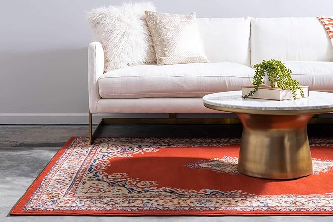 Unique Loom Reza Collection Traditional Persian Style Area Rug, 2 ft 2 in x 3 ft, Terracotta/Ivory