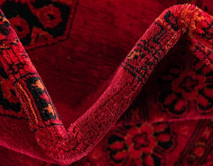 Unique Loom Tekke Collection Over-Dyed Saturated Traditional Torkaman Area Rug (8' 0 x 11' 0 Rectangular, Red/Black)