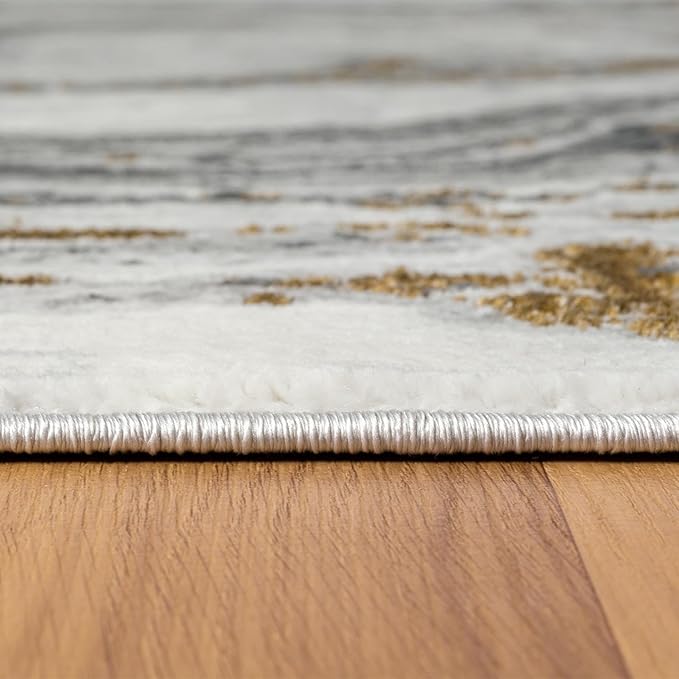LUXE WEAVERS Marble Effect Abstract Gray 6x9 Area Rug