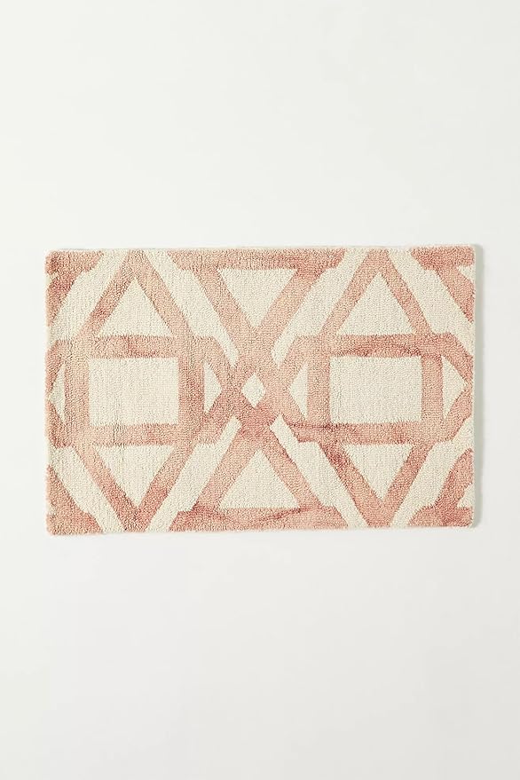 Hand-Tufted Wool Marengo Rug in Pink – Elegant Geometric Wool Carpet for Living Room & Bedroom – Soft Feel – 7.6 x 9.6