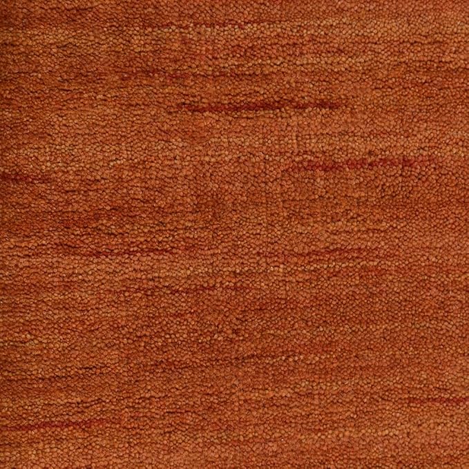 Hand Knotted Loom Wool ECO-Friendly Area Rugs - 2'6''x10', Runner, Orange Color, Solid Plain Design, High Pile Handmade Anti Skid Area Rugs for Living Room, Bed Room (L00111)