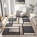 Geometric 8x10 Area Rug - Decorative Home & Office Rug - Non-Fading Polyester Material - Carpet Modern Abstract Rug Living Room Dining Bedroom Rug - Sand 8x10
