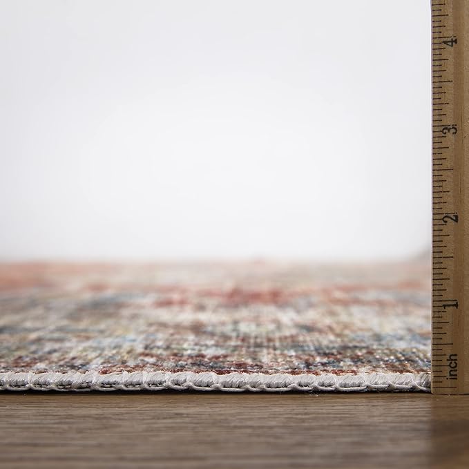 Bloom Rugs Caria Washable Non-Slip 10 ft Runner - Orange/Olive Beige Traditional Runner for Entryway, Hallway, Bathroom, and Kitchen - Exact Size: 2'6" x 10'