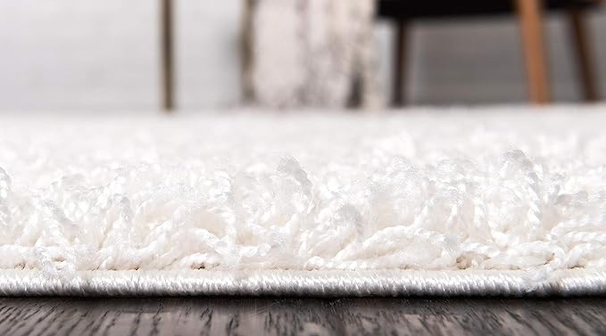Unique Loom Solid Shag Collection Area Rug (2' 7" x 10' Runner, Snow White)