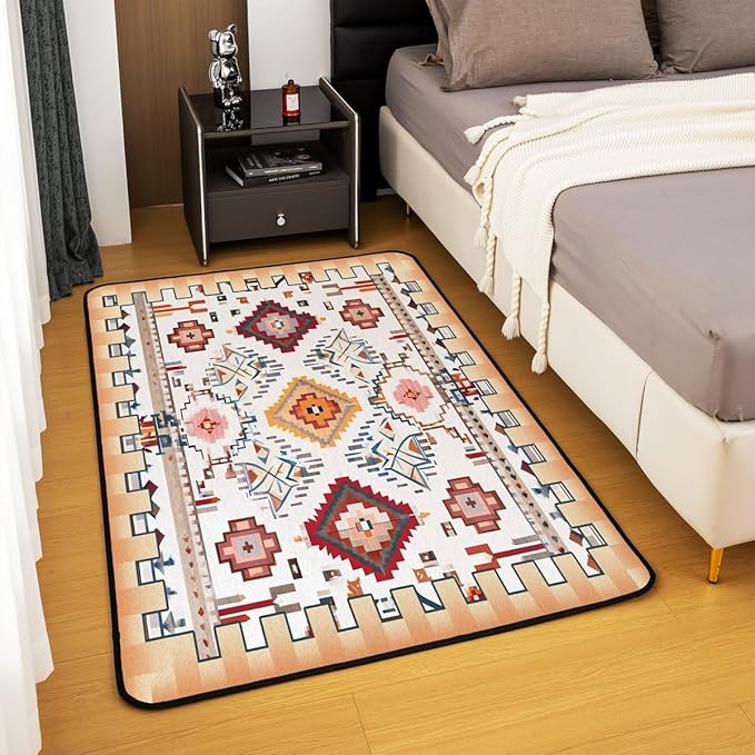 Bohemian Large Area Rug 5x7 Boho Decor Western Living Room Rug | Southwestern Native Aztec Rugs for Bedroom, Ethnic Tribal Geometric Carpet Indoor Floor Mat