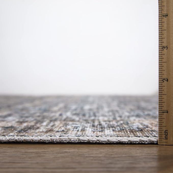 Bloom Rugs Caria Washable Non-Slip 8x10 Rug - Dark Blue/Tan Traditional Area Rug for Living Room, Bedroom, Dining Room, and Kitchen - Exact Size: 7'8" x 10'