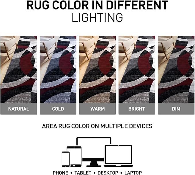 Rugshop Contemporary Abstract Circles Perfect for high Traffic Areas of Your Living Room,Bedroom,Basement,Kitchen Large Areas Open Spaces Area Rug 10' x 14' Red