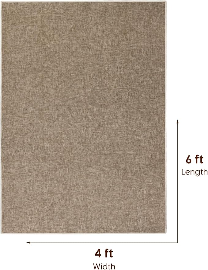 LBRO2M Easy Jute Solid Area Rug 4X4 Round Washable Rugs for Living Room Dining Room Bedroom Natural Jute Look Indoor Outdoor Rug Durable, Solid Non Shedding Eco Friendly (4X6 Natural)