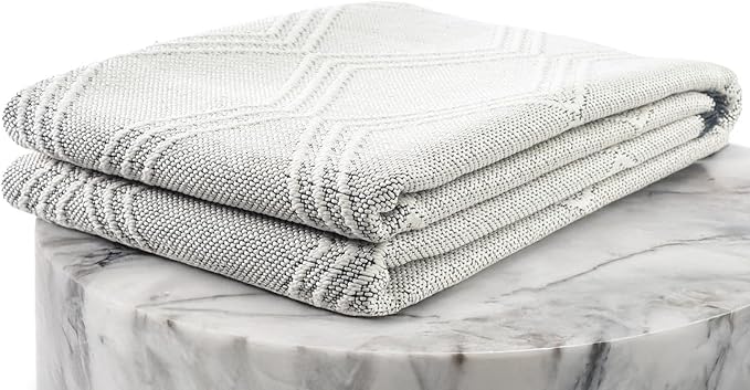 LUXE WEAVERS Modern Farmhouse White 6x9 Washable Area Rug, Anti-Slip Diamond Pattern Carpet