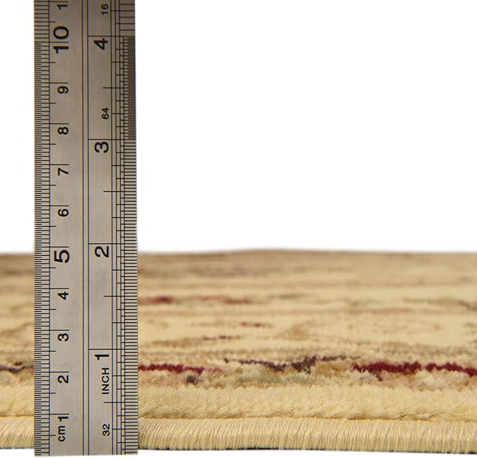 Rugs.com Chateau Collection Rug – 4 Ft Square Cream Medium Rug Perfect for Living Rooms, Kitchens, Entryways