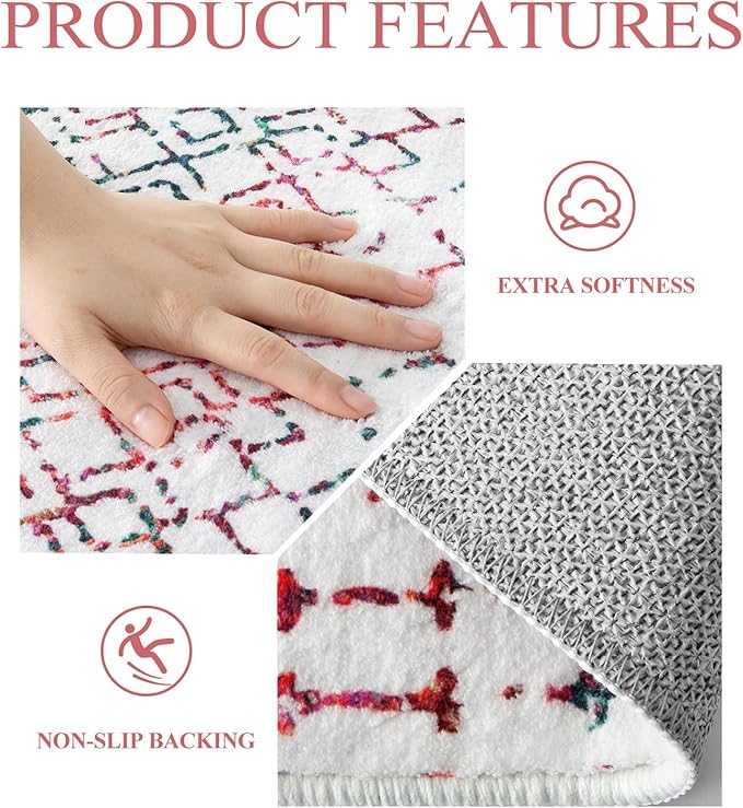 Lahome Moroccan Long Kitchen Rugs Runners 2x8 Rug Runners for Hallways Low-Profile Non Slip Rubber Backed Carpet, Geometric Print Distressed Floor Mat for Entryway Laundry Room Foyer