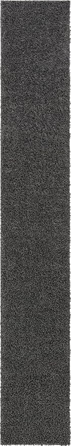 Unique Loom Davos Shag Collection Area Rug - Solid (2' 7" x 16' 5" Runner, Peppercorn)