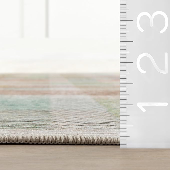 Dash & Albert Chanan Plaid Multi Machine Washable Rug, 6 X 9 Feet, Multicolored/Ivory Plaid Pattern
