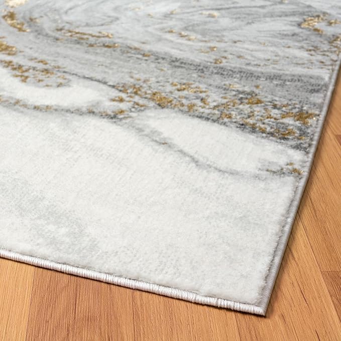 LUXE WEAVERS Marble Effect Abstract Gray 2x7 Area Rug