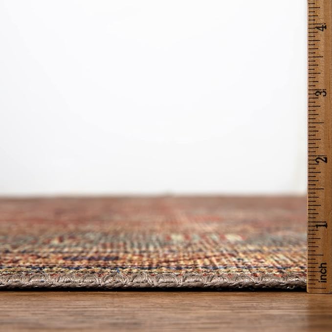 Bloom Rugs Washable Non-Slip 10 ft Runner - Terracotta/Mustard Traditional Runner for Entryway, Hallway, Bathroom, and Kitchen - Exact Size: 2.5' x 10'